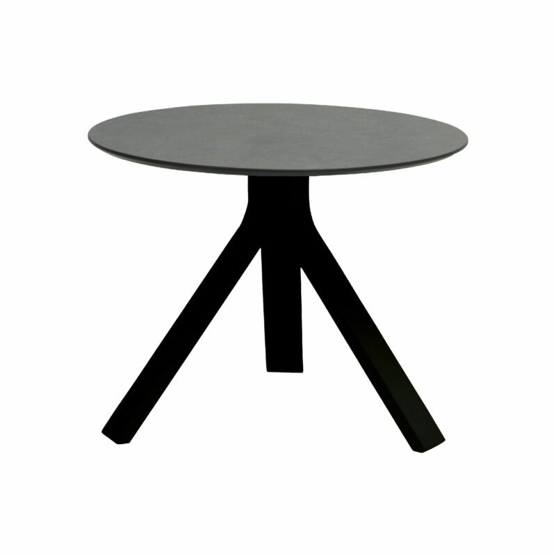 Stern "Freddie" Beistelltisch, Gestell Aluminium schwarz matt, Tischplatte HPL Smoky, Ø 55 cm, Höhe 43 cm