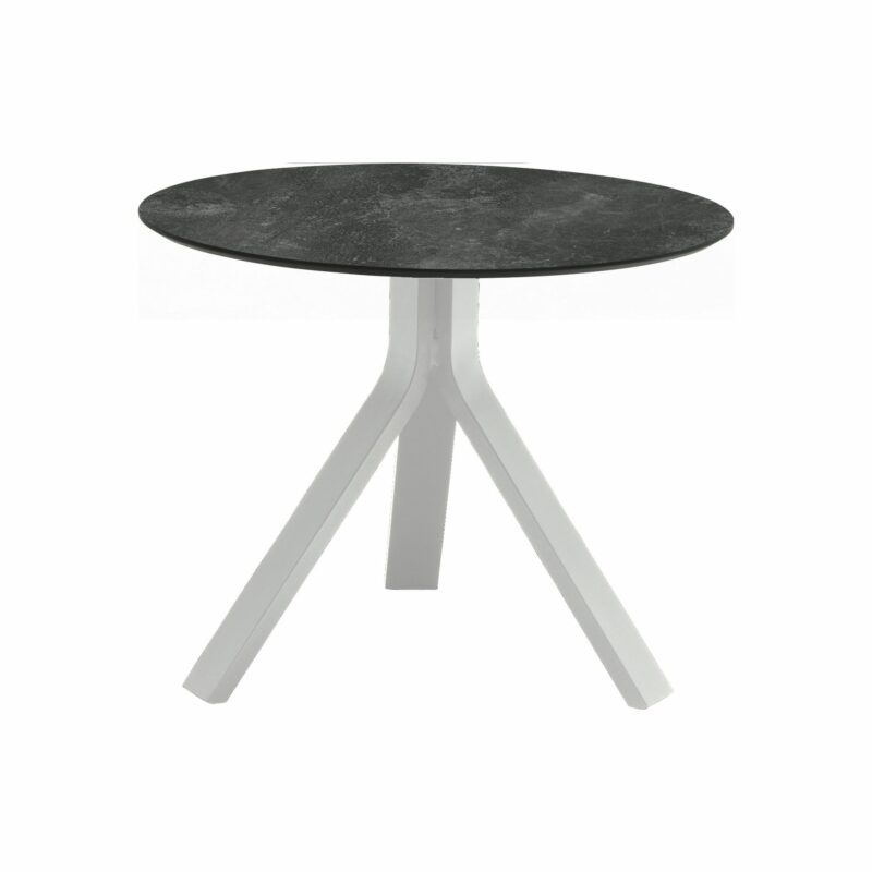 Stern "Freddie" Beistelltisch, Gestell Aluminium weiß, Tischplatte HPL Slate, Ø 60 cm, Höhe 48 cm