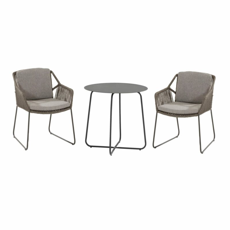 4Seasons Outdoor Bistro-Set mit Diningsessel "Accor" Rope mid grey und Bistrotisch "Dali"