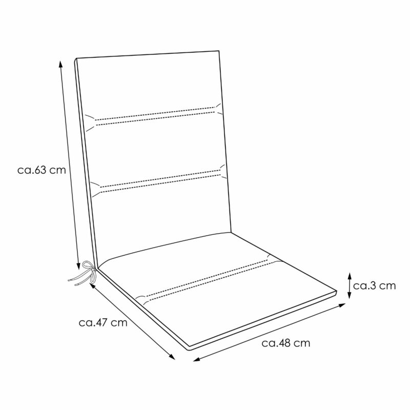 KETTtex Auflage für Gartenstuhl/Stapelstuhl mit etwas höherer Rückenlehne, 110x48 cm