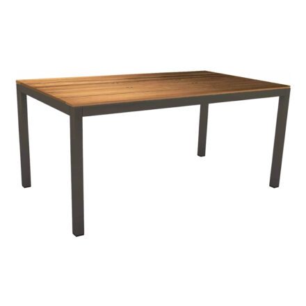 Stern Tischsystem Gartentisch, Gestell Aluminium anthrazit, Tischplatte Teakholz Einzelleisten, 161x91 cm