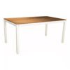 Stern Tischsystem Gartentisch, Gestell Aluminium weiß, Tischplatte Teakholz Einzelleisten, 201x101 cm