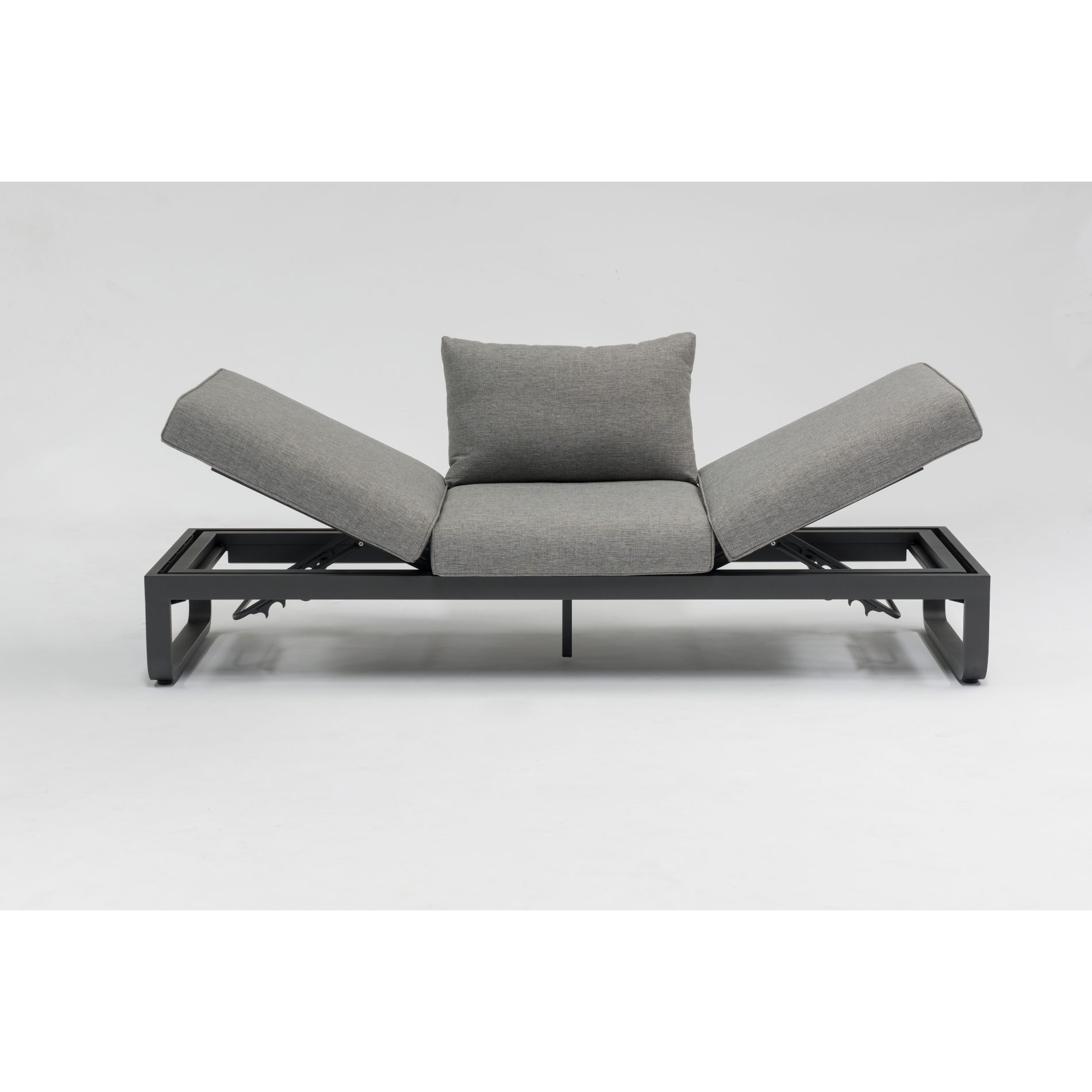 Zebra "Fly Lounge" 3-Sitzer Sofa, Gestell Aluminium graphite, Polster Olefin mixed grey, Seitenteile verstellbar