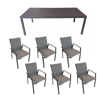 SIT Gartenmöbel-Set mit 6x Stapelsessel "Franco II" und Tisch Flex Plus