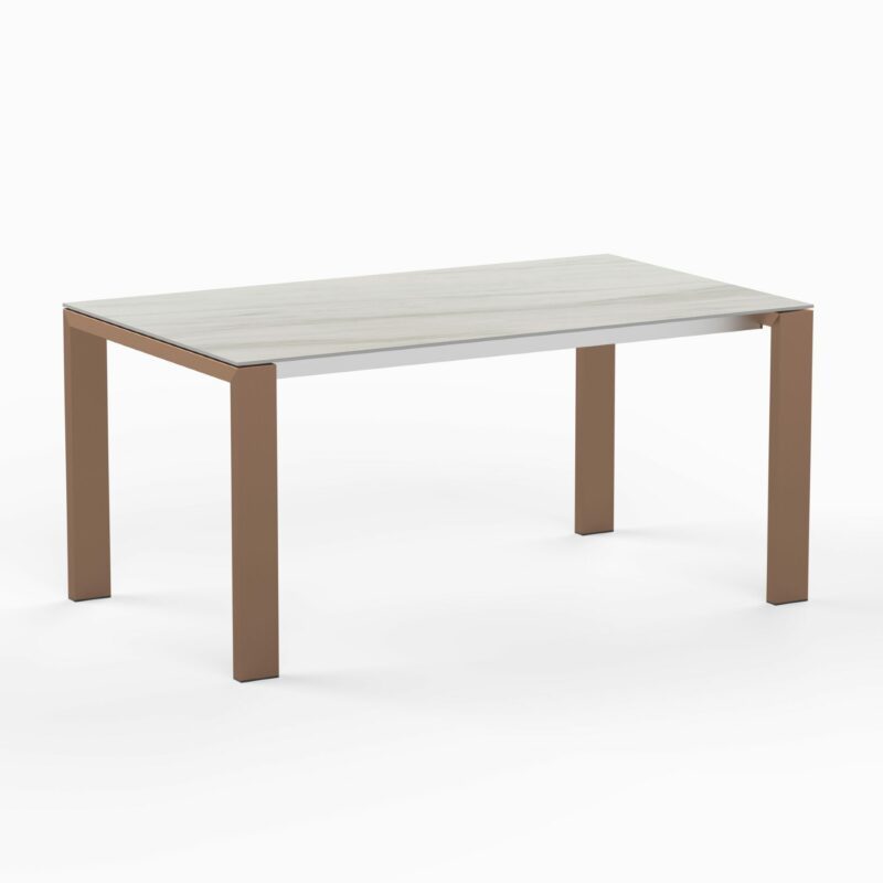 SIT Mobilia "Olympia Oslo Cobre" Gartentisch 160x95 cm, Gestell Edelstahl Kupfer verchromt, Tischplatte Keramik Zebrino