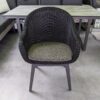 Brafab Diningsessel "Beverly", Gestell Aluminium anthrazit, Sitz- und Rückenfläche Polyrattan schwarz, Sitzkissen grau – Ausstellung Karlsruhe