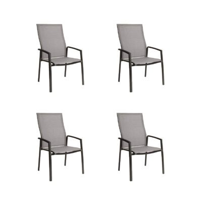Stern "Kari Plus" Stapelsessel 4er-Set, Gestell Aluminium anthrazit, Sitzfläche Textilgewebe silber