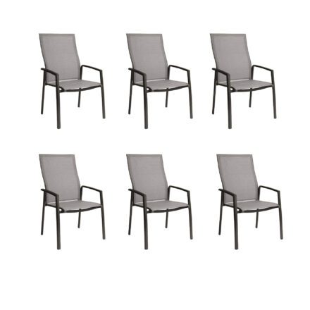 Stern "Kari Plus" Stapelsessel 6er-Set, Gestell Aluminium anthrazit, Sitzfläche Textilgewebe silber
