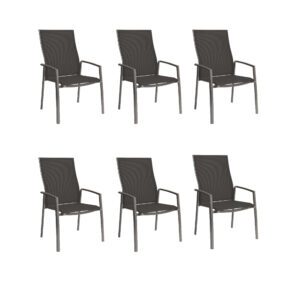 Stern "Kari Plus" Stapelsessel 6er-Set, Gestell Aluminium anthrazit, Sitzfläche Textilgewebe karbon