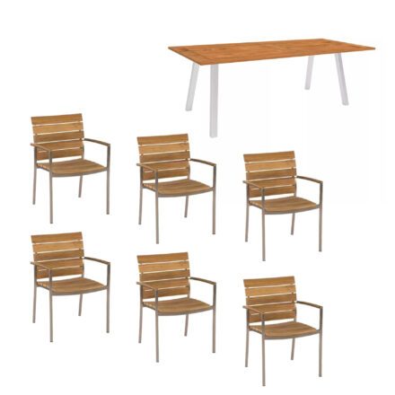 Stern Gartenmöbel-Set mit Tisch "Interno" und Stuhl "Savona", Edelstahl/Teak