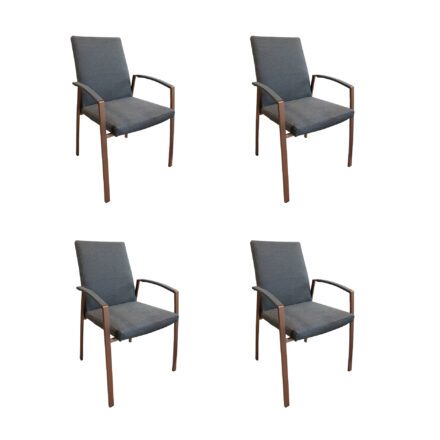 SIT Mobilia "Talisma Cobre" Stapelsessel, Gestell Edelstahl Kupfer verchromt, Sitzfläche Batyline® Eden black, gepolstert - 4er-Set