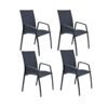 SIT Mobilia "Tinto Preto" Stapelsessel hoch, Gestell Edelstahl schwarz verchromt, Sitzfläche Batyline® Eden black - 4er-Set