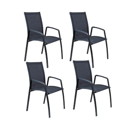 SIT Mobilia "Tinto Preto" Stapelsessel hoch, Gestell Edelstahl schwarz verchromt, Sitzfläche Batyline® Eden black - 4er-Set
