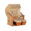 Sonnenpartner Strandkorb "Classic" 2-Sitzer, Halbliegemodell, PVC-Kunststoffgeflecht Rattan-Optik, Stoff-Dessin: 185 und uni sand