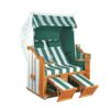 Sonnenpartner Strandkorb "Classic" 2-Sitzer, Halbliegemodell, PVC-Kunststoffgeflecht weiß, Markisenstoff Dessin 50 und uni grün