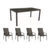 Stern Gartenmöbel-Set mit Hochlehner "Kari Plus" und Gartentisch 160x90 cm, Gestelle Alu anthrazit, Sitzfläche Textilgewebe karbon, Tischplatte HPL Dark Marble