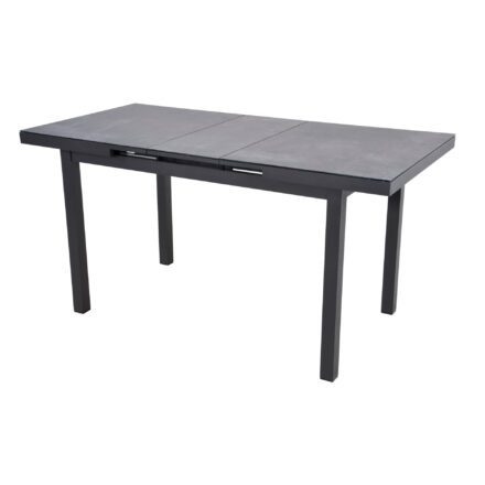 Lesli Living "Baleno" Ausziehtisch 130/160x75 cm, Gestell Aluminium anthrazit, Tischplatte Keramikglas negro