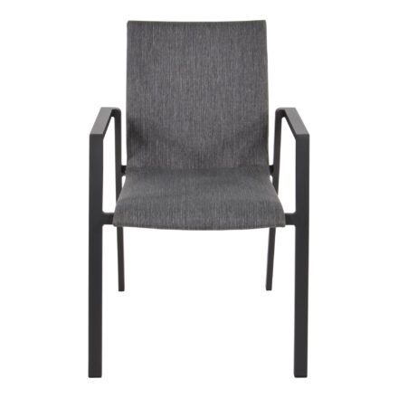 Lesli Living "Fardau Negro" Stapelstuhl gepolstert, Gestell Aluminium anthrazit matt, Sitzfläche Textilen schwarz-grau