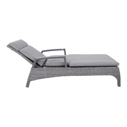 Lesli Living "Prato Forte" Sonnenliege, Untergestell Aluminium charcoal, Geflecht Polyratten grau-anthrazit meliert, Auflage Olefin anthrazit
