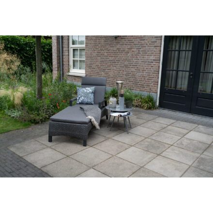 Lesli Living "Prato Forte" Sonnenliege, Untergestell Aluminium charcoal, Geflecht Polyratten grau-anthrazit meliert, Auflage Olefin anthrazit