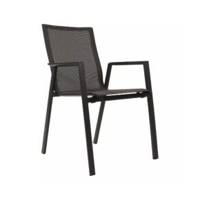 Lesli Living "Tarragona Negro" Stapelstuhl, Gestell Aluminium anthrazit matt, Sitzfläche Textilen schwarz-grau