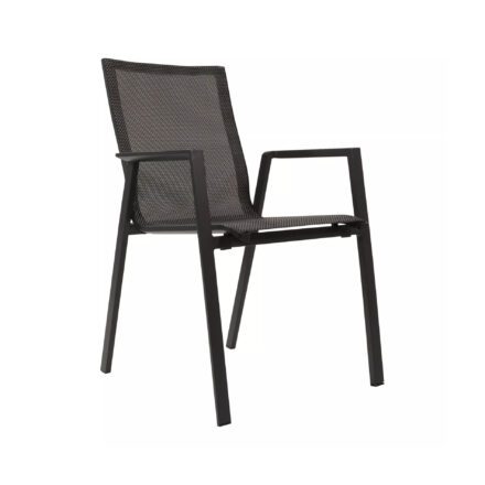 Lesli Living "Tarragona Negro" Stapelstuhl, Gestell Aluminium charcoal, Sitzfläche Textilen schwarz-grau, Armlehnen Aluminium
