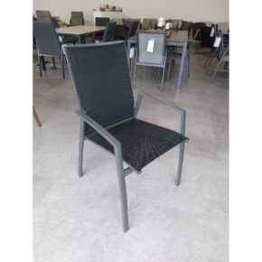 SIT Mobilia "Argentina" Hochlehner, Gestell Aluminium eisengrau, Sitzfläche Textilgewebe schwarz, Ausstellung Karlsruhe