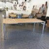 SIT Mobilia "Etna" Ausziehtisch 160/220x95 cm, Gestell Edelstahl gebürstet, Tischplatte Teakholz rahmenverleimt, Ausstellung Karlsruhe