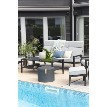Brafab "Belfort" Loungegruppe, Gestelle Aluminium schwarz, Sitz- und Rückenpolster Olefin grau