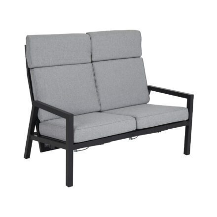 Brafab "Belfort" 2-Sitzer Loungesofa, Gestell Aluminium schwarz, Sitz- und Rückenpolster Olefin grau