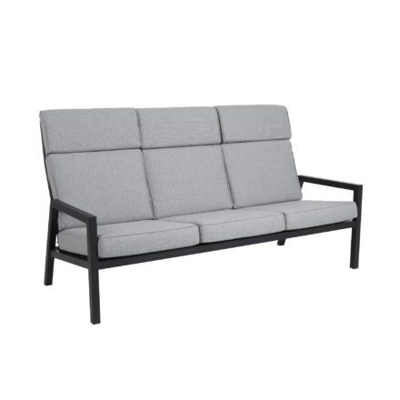 Brafab "Belfort" 3-Sitzer Loungesofa, Gestell Aluminium schwarz, Sitz- und Rückenpolster Olefin grau