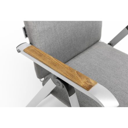 Kettler Diamond Klappsessel, Aluminium silber, Bezug Sunbrella® flanell, Armlehnen Teak