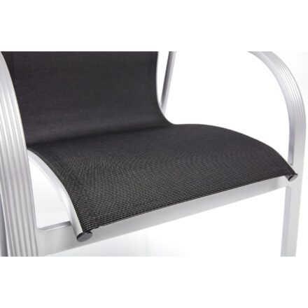 Kettler Tampa Stapelsessel, Aluminium silber, Bespannung Twitchell charcoal