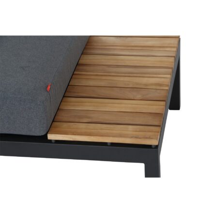 Siena Garden "Alvida" Loungesofa links, Gestell Aluminium matt anthrazit, Polster grau, Ablage Teakholz