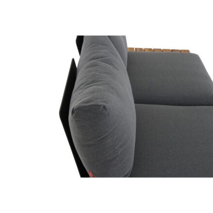 Siena Garden "Alvida" Loungesofa links, Gestell Aluminium matt anthrazit, Polster grau, Ablage Teakholz
