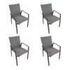 SIT Mobilia "Franco II" Stapelstuhl, Gestell Aluminium anthrazit, Sitzfläche Textilgewebe charcoal black, Armlehnen Aluminium anthrazit - 4er-Set