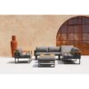 Zebra "Belvedere" Loungeserie, Gestell Edelstahl graphite mit Teakholz, Polster Tuva medium grey (wetterfest)