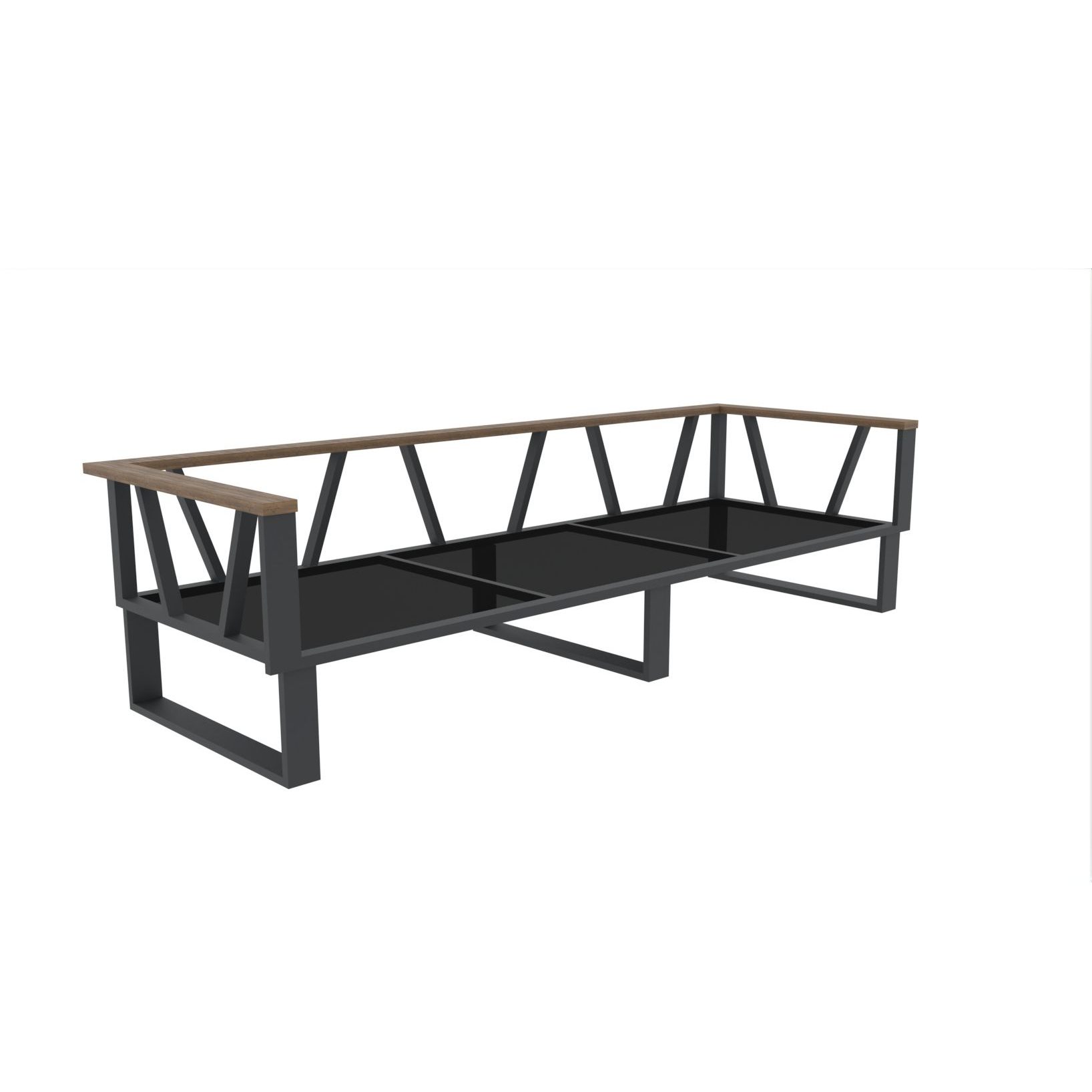 Zebra Belvedere 3Sitzer Loungesofa, verstellbar, graphite