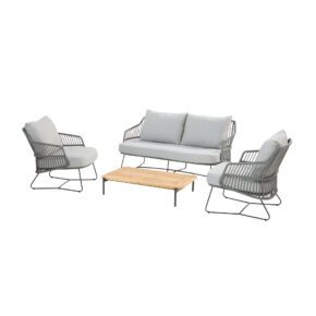 4Seasons Outdoor Loungeset mit Loungesofa und Loungesessel "Sempre" und Loungetisch "Yoga"