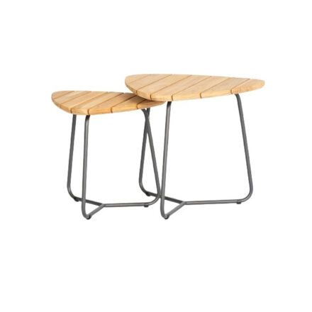 4seasons Outdoor "Verdi" 2er-Tischset, dreieckig, Alu anthrazit, Tischplatte Teak