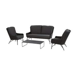 4Seasons Outdoor "Wing/Dali" Loungeset, Gestell Edelstahl anthrazit, Rope platin, Kissen Olefin grau, mit Loungetisch, Gestell und Tischplatte Aluminium anthrazit