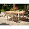 Hartman "Esmee" Gartentisch mit "Cecilia" Diningsessel, Gestell Aluminium weiß, Sitzfläche Geflecht Ivory, Tischplatte Teak
