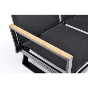 Kettler Rasmus Lounge/Liege, 3-sitzig, Alu anthrazit, Twitchell® charcoal, Armlehne Teak