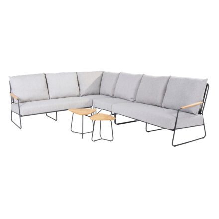 4Seasons Outdoor "Balade" Eckloungeset 4-tlg., Edelstahl anthrazit, Rope anthrazit, Outdoorbezug Olefin grau mit Loungetisch "Verdi"