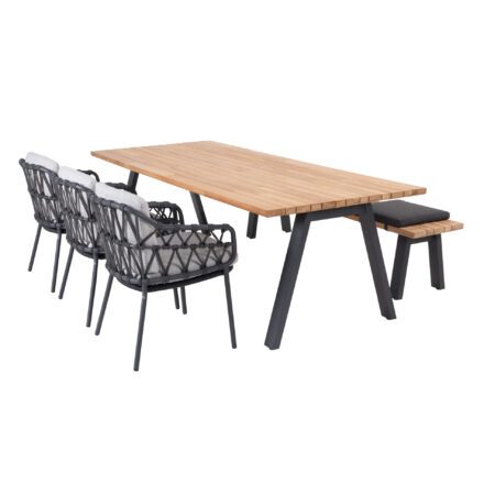 4Seasons Outdoor Gartenmöbel-Set mit Diningsessel "Calpi" und Tisch 240x100 cm und Bank "Ambassador"