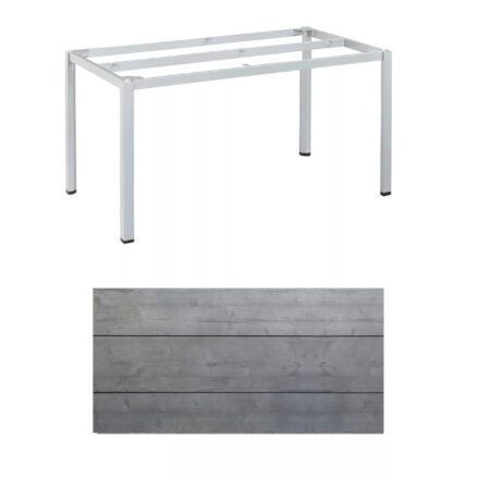 Kettler "Cubic" Tischgestell 140x70 cm, Aluminium silber mit HPL-Platte Grau mit Fräsung