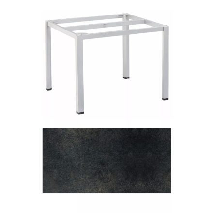 Kettler "Cubic" Tischgestell 95x95 cm, Aluminium silber mit HPL-Platte Titanit anthrazit