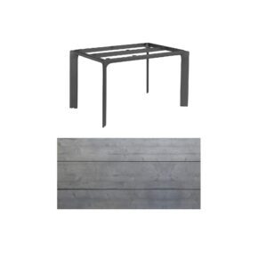 Kettler "Diamond" Tischsystem Gartentisch, Gestell Aluminium anthrazit, Tischplatte HPL Grau mit Fräsung, 140x70 cm