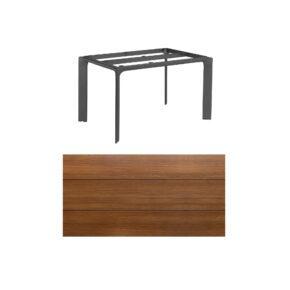 Kettler "Diamond" Tischsystem Gartentisch, Gestell Aluminium anthrazit, Tischplatte HPL Teak-Optik mit Fräsung, 140x70 cm