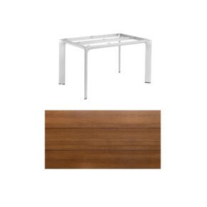Kettler "Diamond" Tischsystem Gartentisch, Gestell Aluminium silber, Tischplatte HPL Teak-Optik mit Fräsung, 140x70 cm